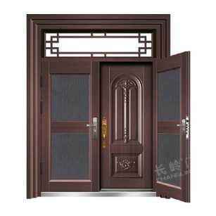 S-702外：极简纱门(内：年年好合)原紫铜,Glass splicing composite door